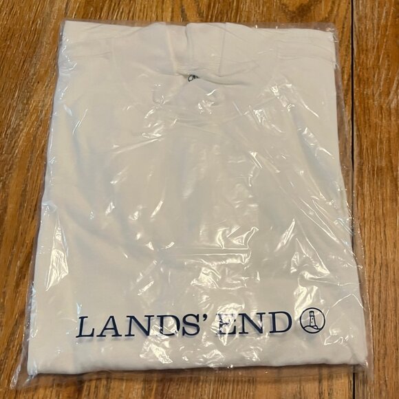 Lands' End Men's Size L 100% Cotton L/S Mock Turtle Neck Super Tee. White - Picture 1 of 4